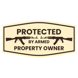 Signs ByLITA Fancy Protected by Armed Property Owner (AK 47) Door or Wall Sign | Home Security Warning Sign