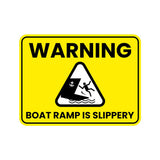 Classic Framed Plus Warning Boat Ramp Is Slippery Door or Wall Sign | Boats & Yachts Signage