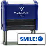 Vivid Stamp SMILE! Self-Inking Rubber Stamps Teachers And Schools | Motivational Stamps For Children | Re-inkable Ink Pad