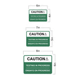 Classic Framed Plus Caution Testing In Progress Wall or Door Sign | Bilingual Spanish and English Workplace Safety Signage