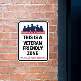 Portrait Round Plus This is a Veteran-Friendly Zone: We Value Your Service Door or Wall Sign Honor Veterans with Military Signs | US Pride | Veteran Gratitude and Discount Signs