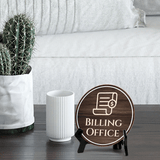Billing Office Circle Table Sign with Acrylic Stand (5x5")