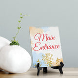 Signs ByLita Main Entrance, Blue Watercolor Table Sign (6 x 8")
