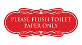 Designer Please Flush Toilet Paper Only Wall or Door Sign