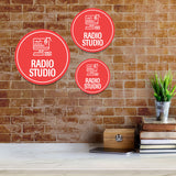 Circle Plus Radio studio Wall or Door Sign | Easy Installation | Business & Studio Signage