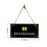 Restrooms 5x10 Hanging Plus Wall or Door Sign | Home & Office Decor