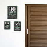 Portrait Round Plus No Food or Drinks In the Storage Area Wall or Door Sign | General Kitchen and Food-related