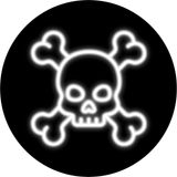 Circle Plus Skull Neon Graphic Style Wall or Door Sign | Live Streamer Gaming Themed Decoration