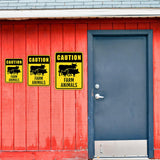 Portrait Round Plus Caution Farm Animals Wall or Door Sign | Farm/Barn Warning Signage