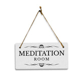 Meditation Room 5x10 Hanging Plus Wall or Door Sign | Rustic Twine | Range of Vibrant Decor Styles | Room Signs For Home and Business