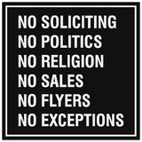 Signs ByLITA Square No Soliciting No Politics Sign - Easy Installation | Durable Material