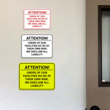 Signs ByLITA Classic Framed Attention! Users of our facilities do so at their own risk; we disclaim all liability Door or Wall Sign Easy Installation | Warning Health & Safety | Office & Venues