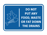Signs ByLITA Classic Framed Do Not Put Any Food, Waste or Fat Down The Drains Door or Wall Sign Easy Installation | Health And Safety | Building And Hospitality Signs