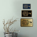 Signs ByLITA Classic Framed Cámara en Vigilancia con Audio y Video las 24 HRS Security Wall or Door Sign