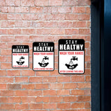 Portrait Round Plus Stay Healthy Wash Your Hands After Leaving This Area Wall or Door Sign | Farm/Barn Warning Signage