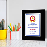 Employee Of The Month Customizable Black Frame Award Plaque | Easel Mount Option | Recognition of Achievement and Service Personalizable Plaques