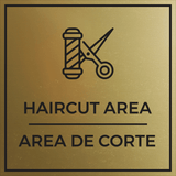 Signs ByLITA Square Haircut Area Door or Wall Sign | Spanish Bilingual Business Signs
