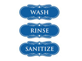 Signs ByLITA Designer Wash Rinse Sanitize Sign - Easy Installation | Durable Wall or Door Sign