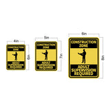 Portrait Round Plus Construction Zone Adult Supervision Required Wall or Door Sign | Health And Safety Signage