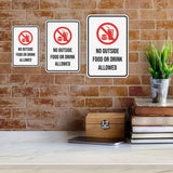 Portrait Round Plus No Outside Food or Drink Allowed Wall or Door Sign | Food & Drink Restrictions