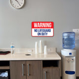 Classic Framed Plus Warning No Lifeguard On Duty Wall or Door Sign | Indoor Gym & Pool Signage