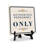 Facility Room and Authorized Personnel Only Table Signs 5"x 5" Square Table Sign With Acrylic Easel