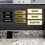 All Quality Standard WASH RINSE SANITIZE Set of 3 Bay Sink Signs - Restaurant & Commercial Kitchen Sink Signs - Easy to Install