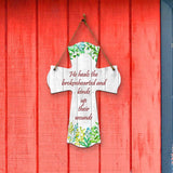 He heals the brokenhearted and binds up their wounds Cross Hanging Sign | Rustic Twine | Inspiring Religious Bible Decor