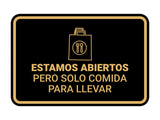 Signs ByLITA Classic Framed Estamos abiertos pero solo comida para llevar Door or Wall Sign