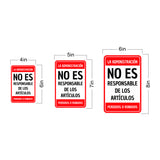 Portrait Round Plus La Administración No Es Responsable de los Artículos Perdidos o Robados Wall or Door Sign | Spanish Dressing Room Retailer Signage