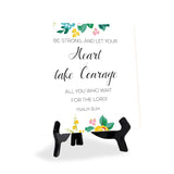 Be Strong, And Let Your Heart Take Courage, All You Who Wait For The Lord! Psalm 31:24 5"x 5" Square Table Sign With Acrylic Easel | Religious Bible Quotes Decor