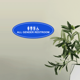 Oval Plus All Gender Restroom Wall or Door Sign Easy Installation | Business & Public Bathroom Signs