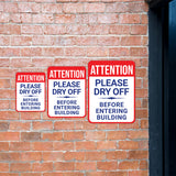 Portrait Round Plus Attention Please Dry Off Before Entering Building Wall or Door Sign | Indoor Gym Signage