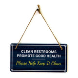 Clean Restrooms Promote Good Health Please Help Keep It Clean 5x10 Hanging Plus Wall or Door Sign | Home & Office Decor