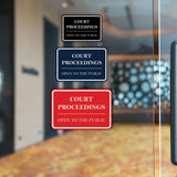 Signs ByLITA Classic Framed Court Proceedings Open to the Public Door or Wall Sign Durable ABS Plastic | Laser Engraved | Easy Installation | Courtroom