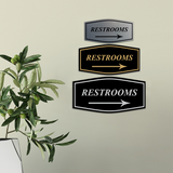 Fancy Restrooms Right Arrow Wall or Door Sign