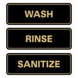 All Quality Standard WASH RINSE SANITIZE Set of 3 Bay Sink Signs - Restaurant & Commercial Kitchen Sink Signs - Easy to Install