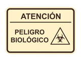 Signs ByLITA Classic Framed Atención Peligro biológico Door or Wall Sign Easy Installation | Health And Safety | Building And Hospitality