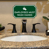 Notched Standard Employees Must Wash Hands Wall or Door Sign