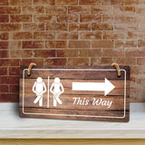 Restroom Signs | Rustic Oak Wood 5 x 10" Hanging Signs