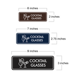 Signs ByLITA Standard Cocktail Glasses Door or Wall Sign Easy Installation | Durable Construction | Kitchen Essentials | Hygiene | AirBnB Signs