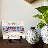Signs ByLita Coffee Bar Please Enjoy, Classic Design Table Sign With Acrylic Stand (8 x 6")