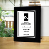 Real Estate Theme Customizable Black Frame Award Plaque | Easel Mount Option | Recognition of Achievement and Service Personalizable Plaques