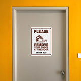 Portrait Round Plus Please Remove Your Shoes At The Door Thank You Wall or Door Sign | Public Notice Signs