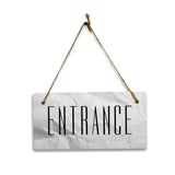 Entrance 5" x 10" Hanging Wall or Door Sign | Rustic Twine | Signs for Home and Business