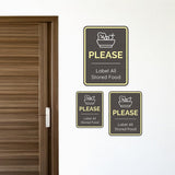 Portrait Round Plus Please Label All Stored Food Wall or Door Sign | Office Rules Sign for Waiting Area & Group Sessions