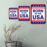 Portrait Round Plus Born in the USA Door or Wall Sign | Easy Installation | Patriotic Stars and Stripes USA Pride Sign