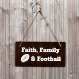 Faith, Family & Football 5x10 Hanging Plus Wall or Door Sign | Funny Home Decor