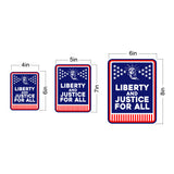Portrait Round Plus Liberty and Justice for All Door or Wall Sign | Easy Installation | Patriotic Stars and Stripes USA Pride Sign
