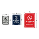 Signs ByLITA Portrait Round No Diving in The Shallow End Door or Wall Sign | Easy Installation | Elegant Design | Pool Safety